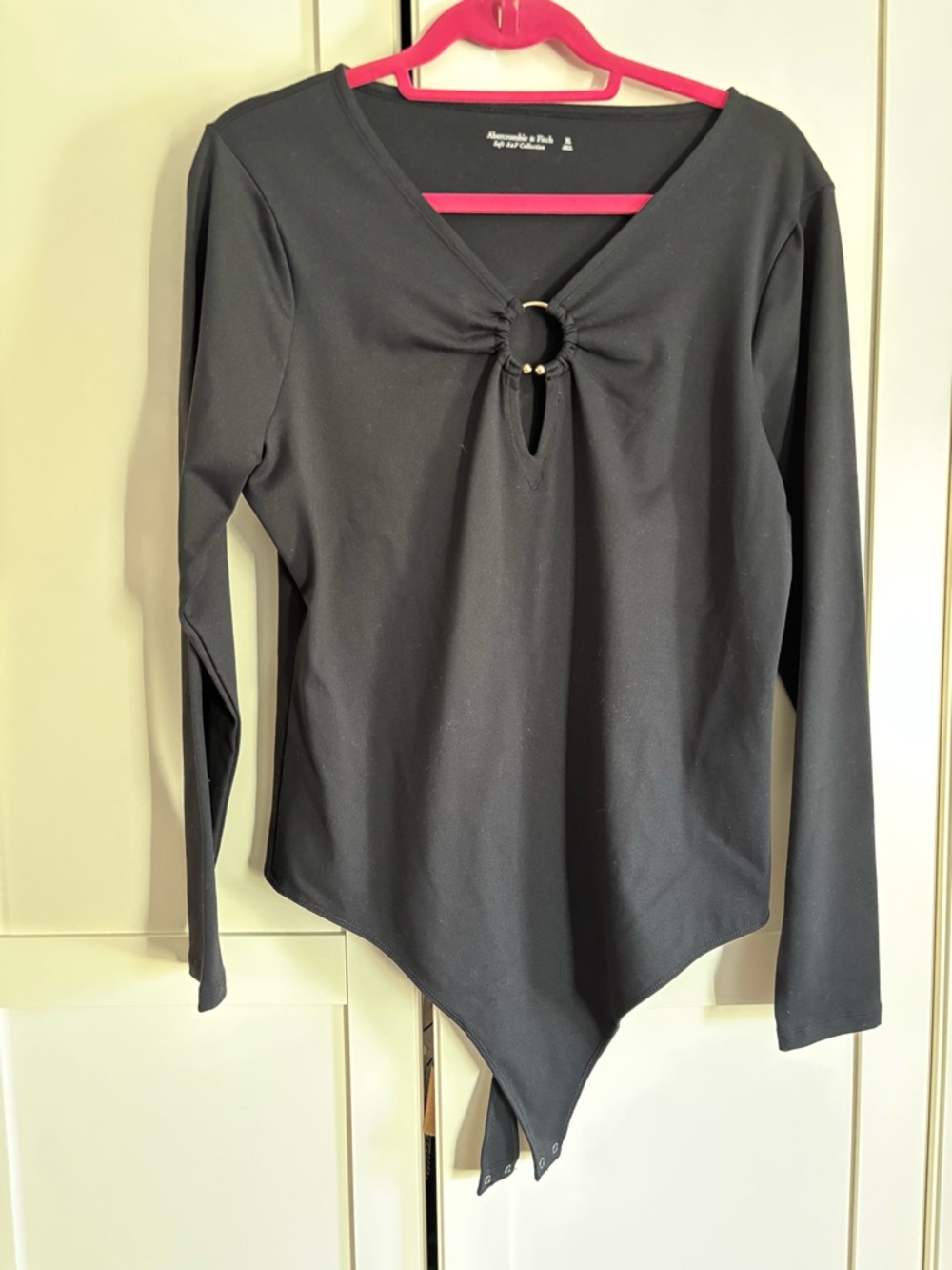Abercrombie & Fitch Black Long Sleeve Ring-Front Bodysuit